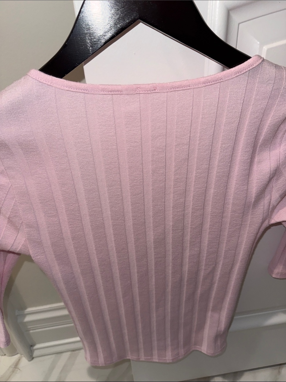 Free People Light Pink Ribbed Button-Front Top - Picture 4 of 4